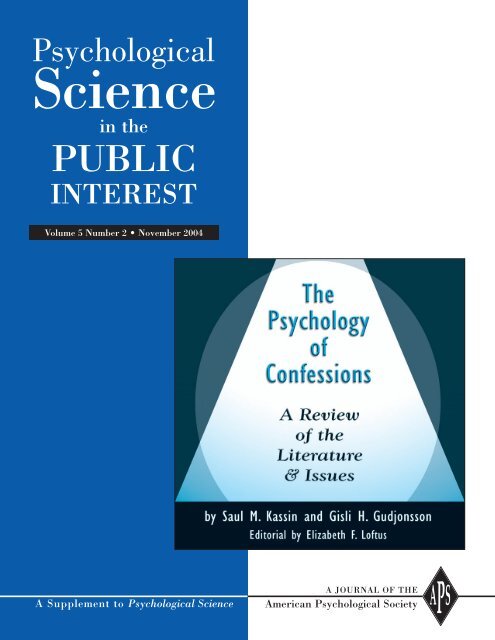 Psychological Science in the Public Interest - Williams College