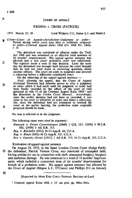R V Cross Court Of Appeal