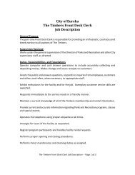 City of Eureka The Timbers Front Desk Clerk Job Description