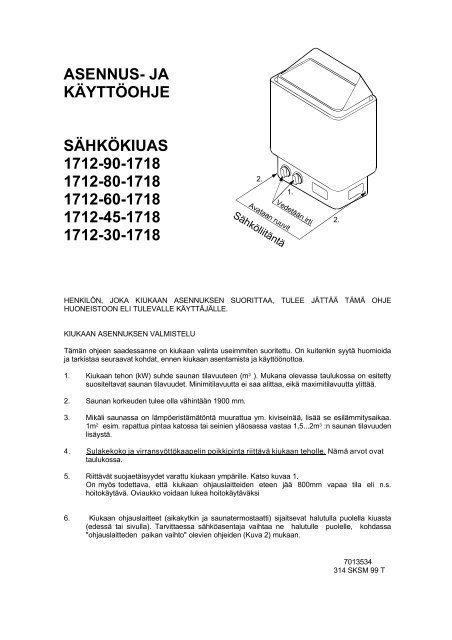 ASENNUS- JA KÃYTTÃOHJE SÃHKÃKIUAS 1712 ... - Sisusta Lasilla