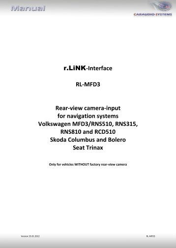 r.LiNK-Interface RL-MFD3 Rear-view camera ... - vag navisystems