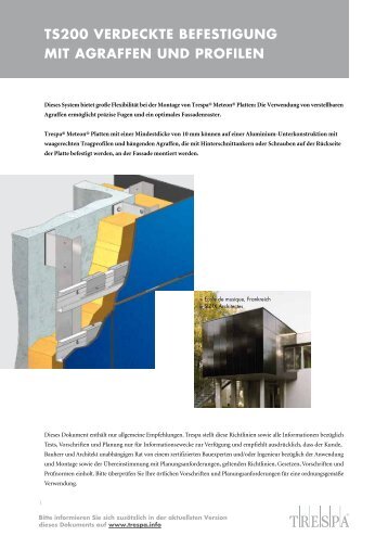 TS200 VerDeckTe BefeSTigung miT AgrAffen unD ... - Trespa.info