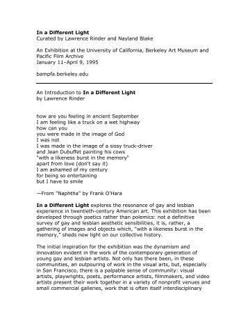 An Introduction to In a Different Light by Lawrence Rinder (PDF)