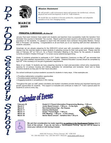 MARCH 2009 - D.P. Todd - School District No. 57 (Prince George)