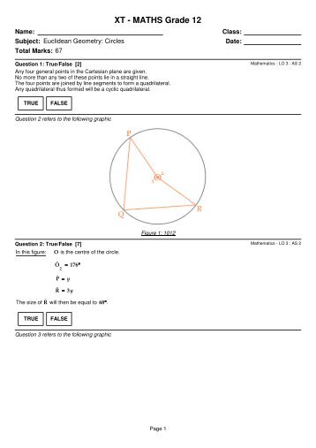 XT â MATHS Grade 12 â Euclidean Geometry â Circles