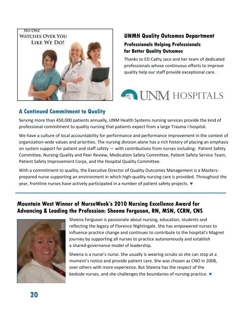 Nursing Annual Report - UNM Hospitals - University of New Mexico