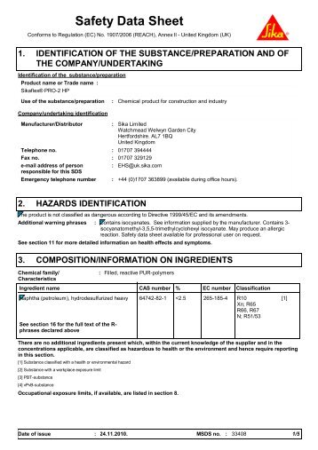 Safety Data Sheet - County Construction Chemicals Ltd