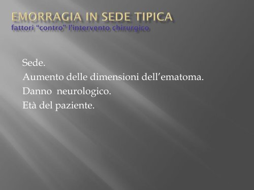 emorragie cerebrali - FacoltÃ  di Medicina e Chirurgia