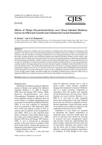 Effects of Thrips (Pseudodendrothrips mori Niwa) Infested Mulberry ...