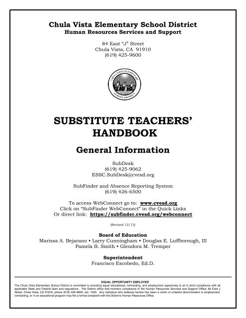 Certificated Handbook - Chula Vista Elementary School District