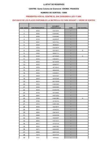 Reserves FRANCÃS - EOI de Santa Coloma de Gramenet