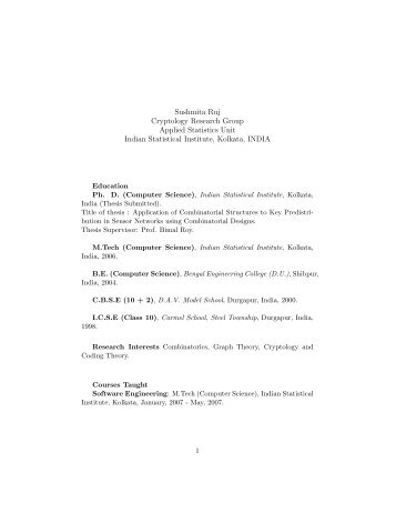 CV (in pdf) - Indian Statistical Institute