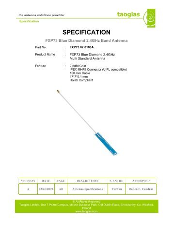 SPECIFICATION - Taoglas