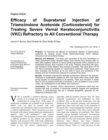 Efficacy of Supratarsal Injection of Triamcinolone Acetonide ...