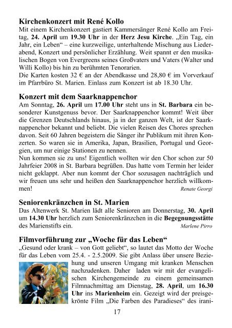 Pfarrbrief 04/2009 - Kath. Kirchengemeinde St. Marien Neunkirchen