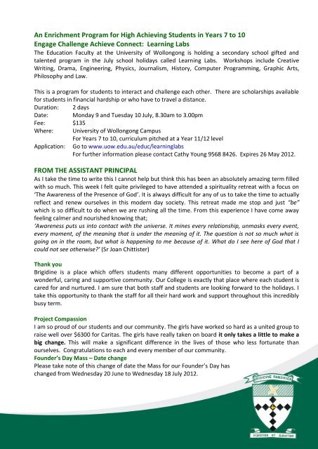 Issue 005 April 5th 2012 - Brigidine College Randwick