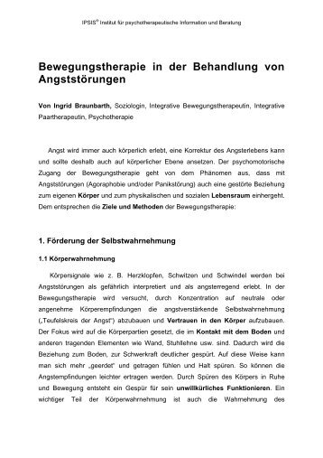 Bewegungstherapie in der Behandlung von Angststörungen - Ipsis