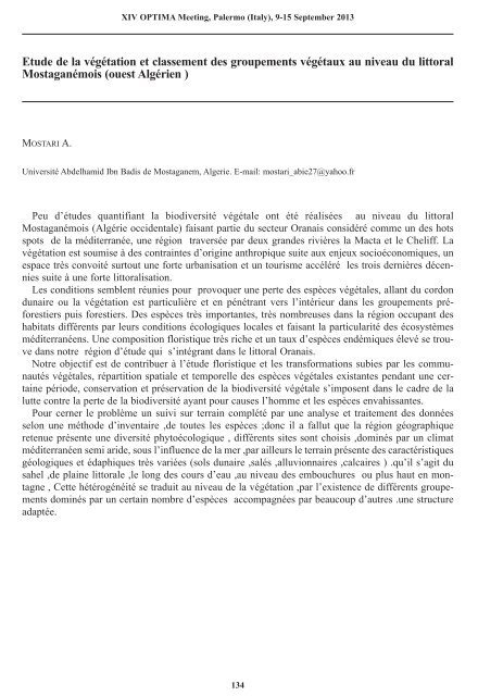 Abstracts, XIV OPTIMA Meeting, Palermo (Italy) , 9-15