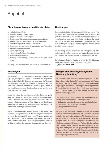 Schulpsychologie Handreichung - Volksschulamt - Kanton ZÃ¼rich