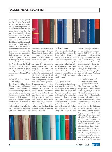 Artikel ZVinfo 10/05 - Zentralverband Ãffentliches Personal Schweiz
