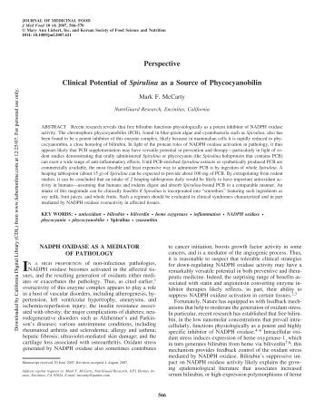 Clinical Potential of Spirulina as a Source of ... - Cyanotech