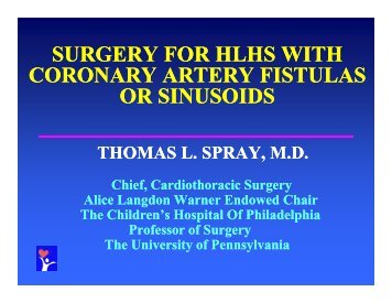 surgery for hlhs with surgery for hlhs with coronary artery fistulas or ...