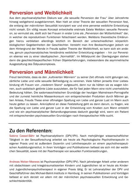 Perversion und Geschlecht - Institut für Psychoanalyse und ...