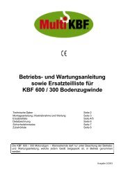 und Wartungsanleitung sowie Ersatzteilliste fÃ¼r KBF 600 / 300 ...