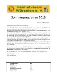 Sommerprogramm 2013 - Heimatverein Würselen eV