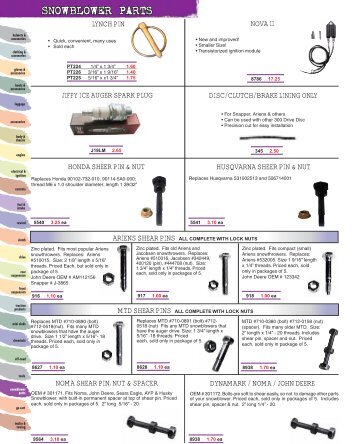 SNOWBLOWER PARTS - Automatic Distributors