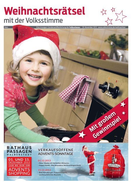 Weihnachtsrätsel 2013 Ausgabe Harz - Volksstimme