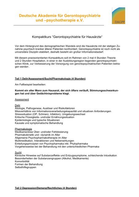 Curriculum - Akademie Gerontopsychiatrie