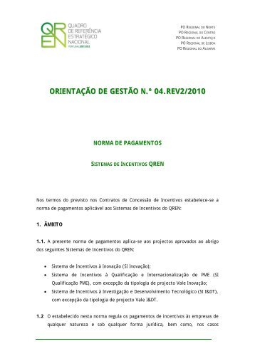 Norma de Pagamentos - QREN
