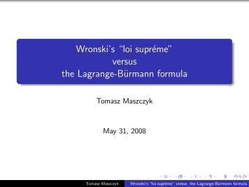 "Highest law" of Hoene-Wronski (pdf)