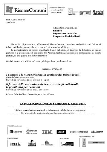 Alla cortese attenzione di - RisorseComuni