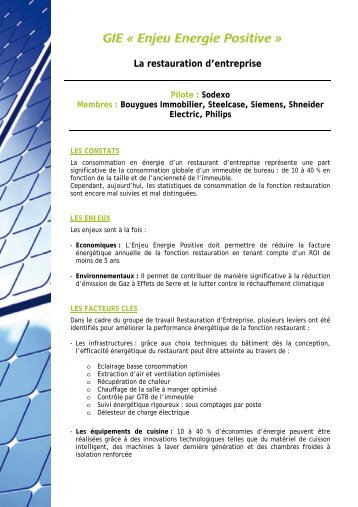 La restauration d'entreprise - Enjeu Energie Positive