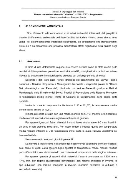 Sintesi non tecnica - Valutazione Ambientale - Regione Piemonte