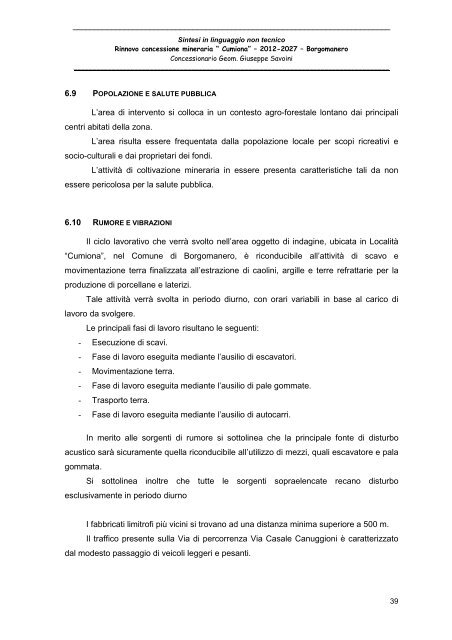 Sintesi non tecnica - Valutazione Ambientale - Regione Piemonte