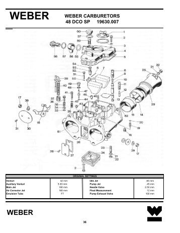 WEBER CARBURETORS 48 DCO SP 19630.007