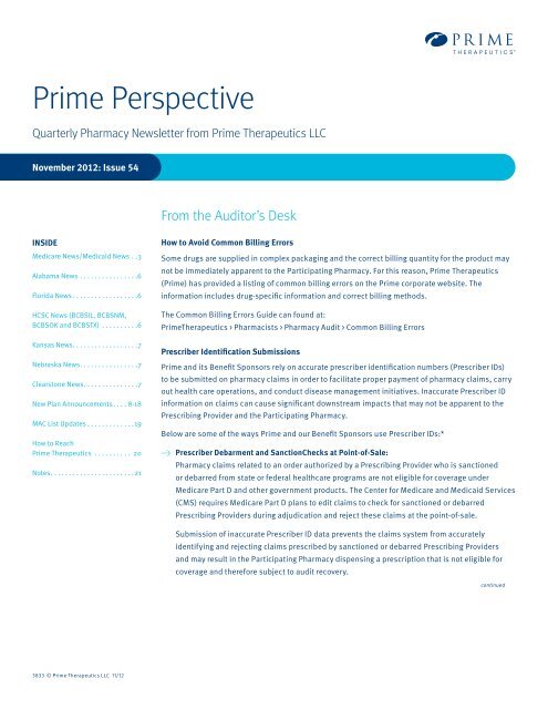 Prime Perspective Prime Therapeutics