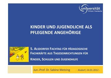 KINDER UND JUGENDLICHE ALS PFLEGENDE ANGEHÖRIGE