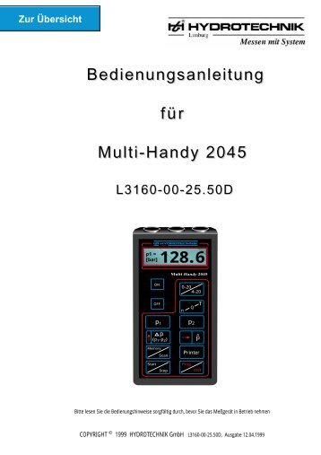 Bedienungsanleitung für Multi-Handy 2045 - Hydrotechnik