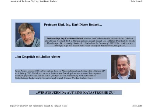 Professor Dipl. Ing. Karl-Dieter Bodack... ...im GesprÃ¤ch mit ... - Twoday