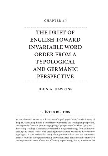 the drift of english toward invariable word order from a typological ...
