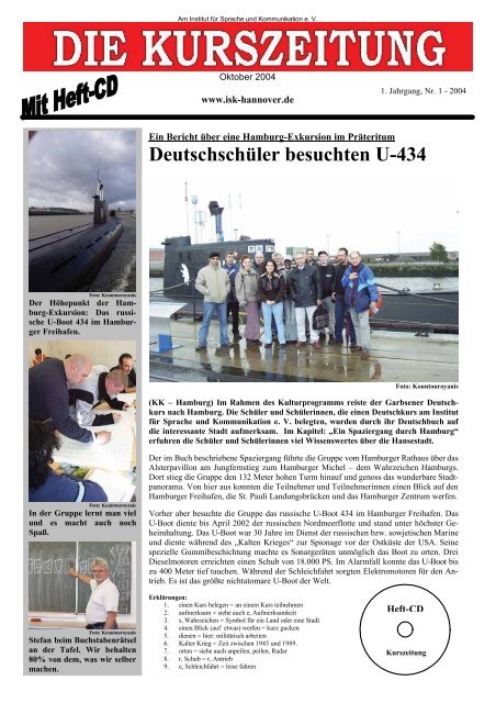 Deutschschüler besuchten U-434 - ISK-Hannover, Institut für ...