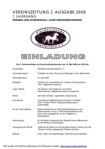 Bericht Jahreshauptversammlung 2006 - Pferdefreunde ...