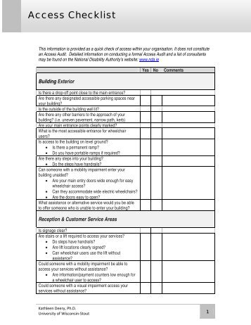 Access Checklist - The National Disability Authority