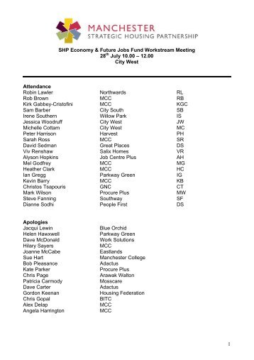 Riverdale Steering Group Meeting - Manchester Strategic Housing ...