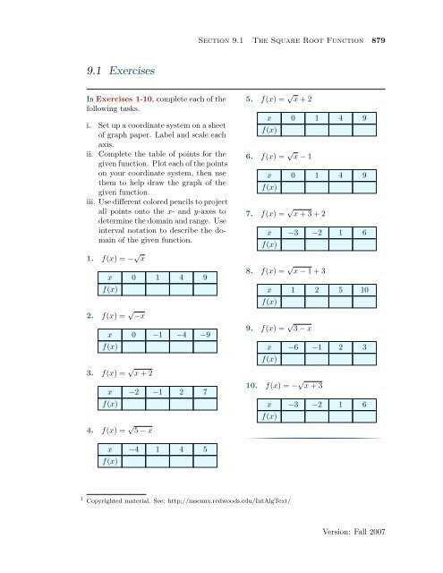 Chapter 9: Exercises with Answers