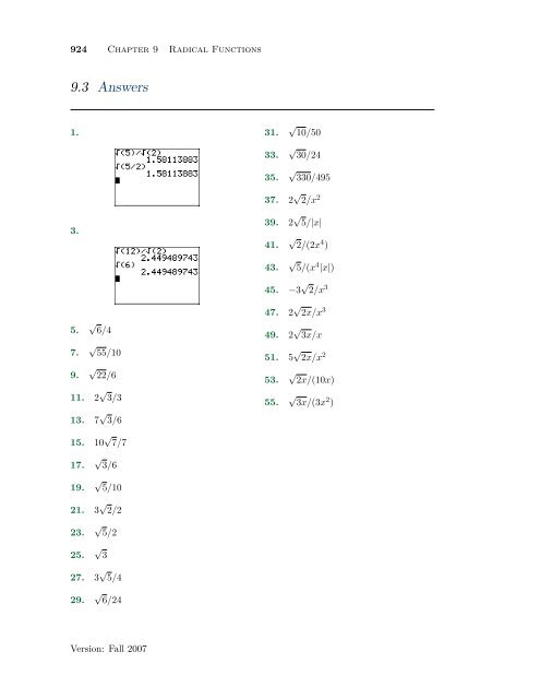 Chapter 9: Exercises with Answers